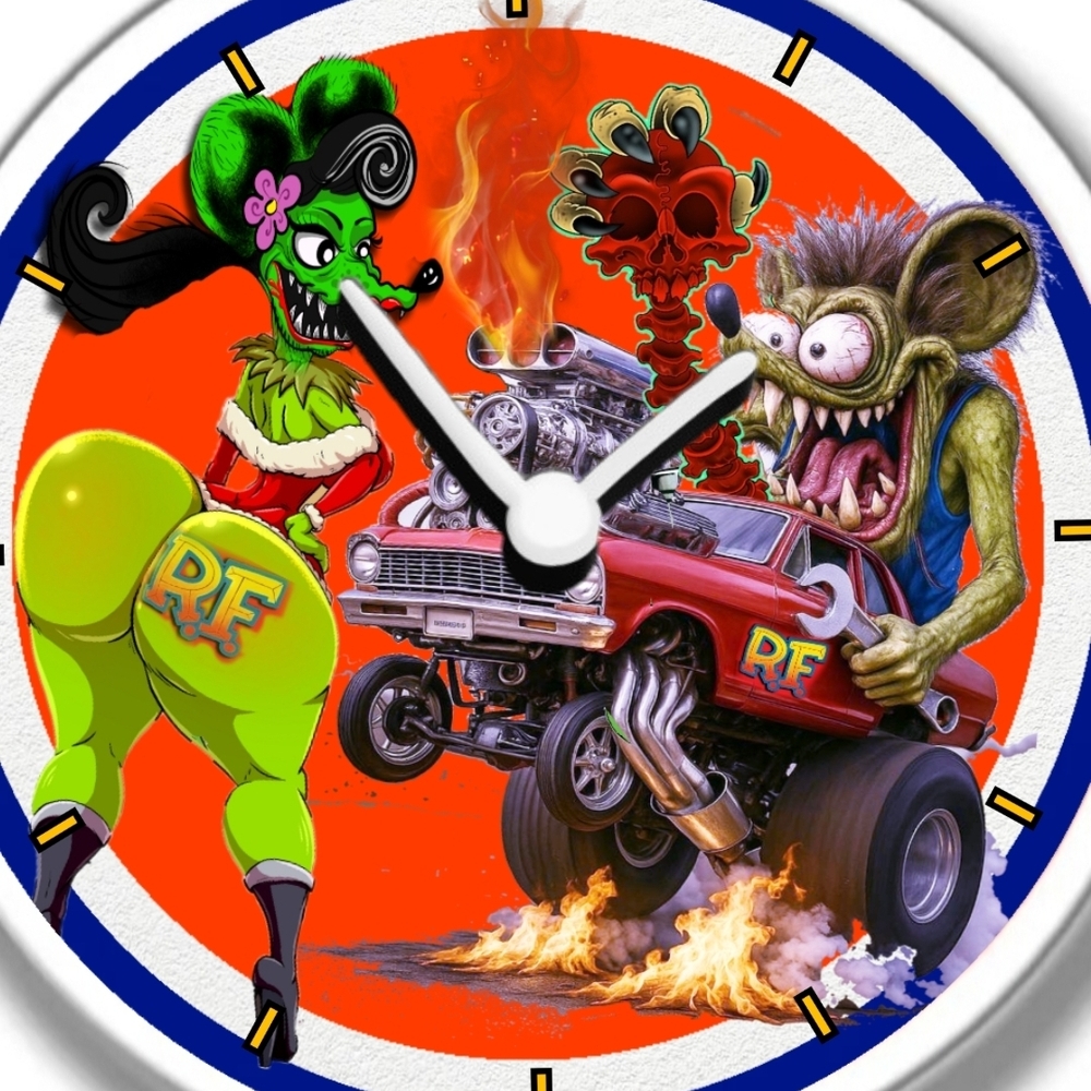 Rat Rod Rat Fink Clock Personalized